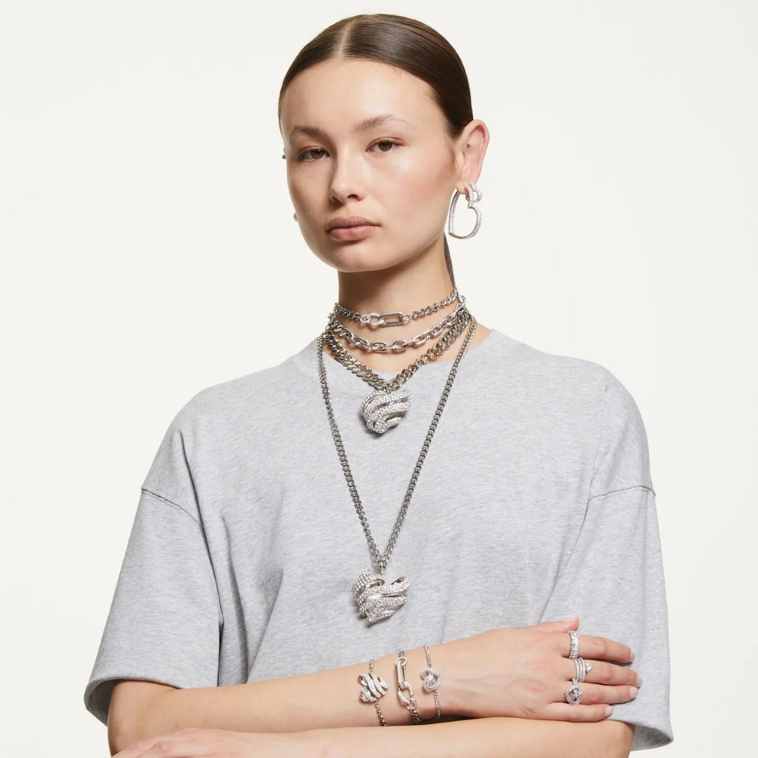 Swarovski Matrix Ring - White with Rhodium Plating