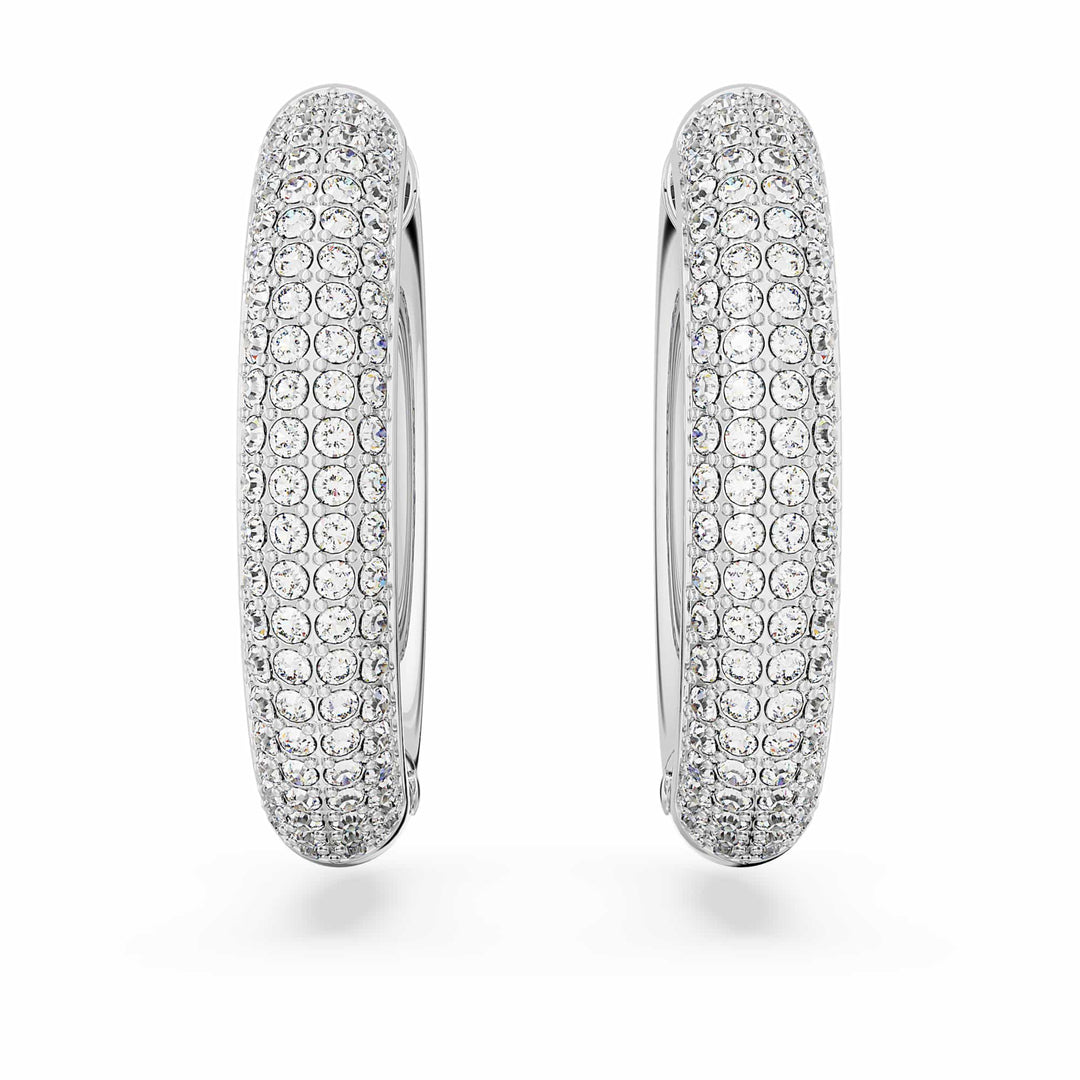 Niche Jewellery Swarovski Dextera Round Hoop Earrings Medium - White with Rhodium Plating detail