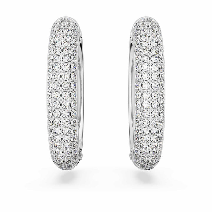 Niche Jewellery Swarovski Dextera Round Hoop Earrings Medium - White with Rhodium Plating detail