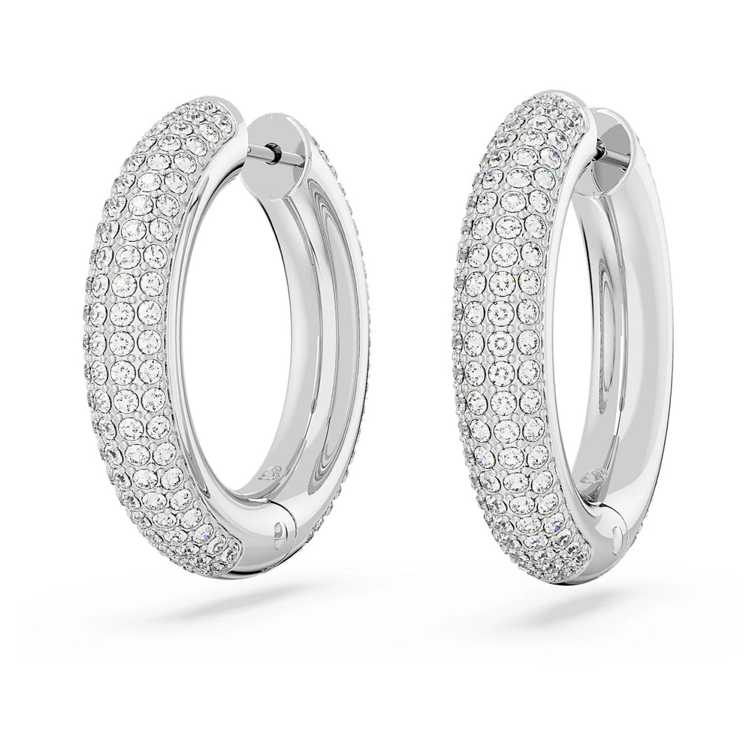 Swarovski Dextera Round Hoop Earrings Medium - White with Rhodium Plating 5651392