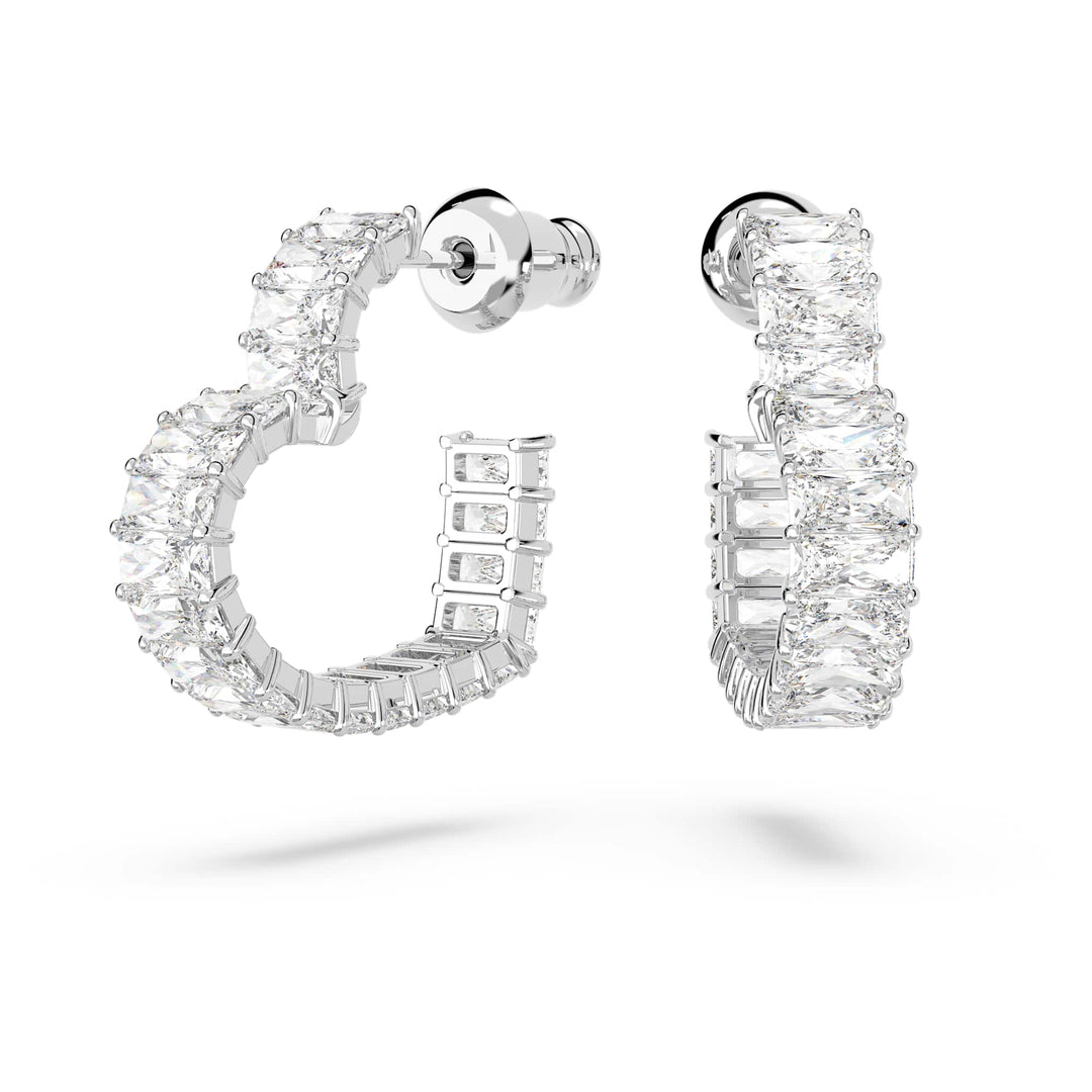 Niche Jewellery Swarovski Matrix Small Heart Hoop Earrings - White with Rhodium Plating