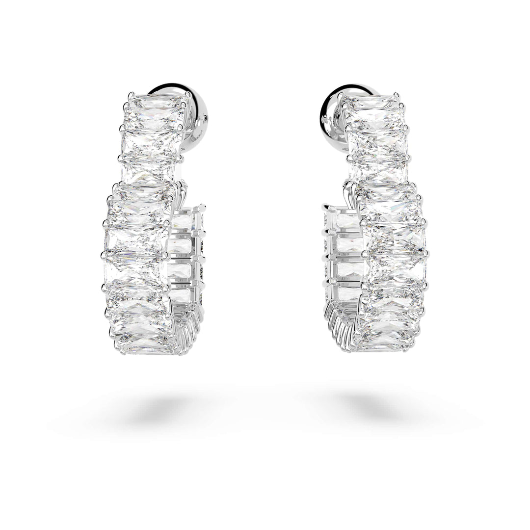 Niche Jewellery Swarovski Matrix Small Heart Hoop Earrings - White with Rhodium Plating detail
