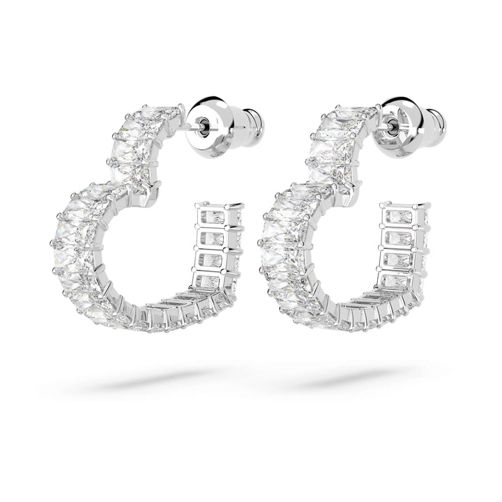 Niche Jewellery Swarovski Matrix Small Heart Hoop Earrings - White with Rhodium Plating detail