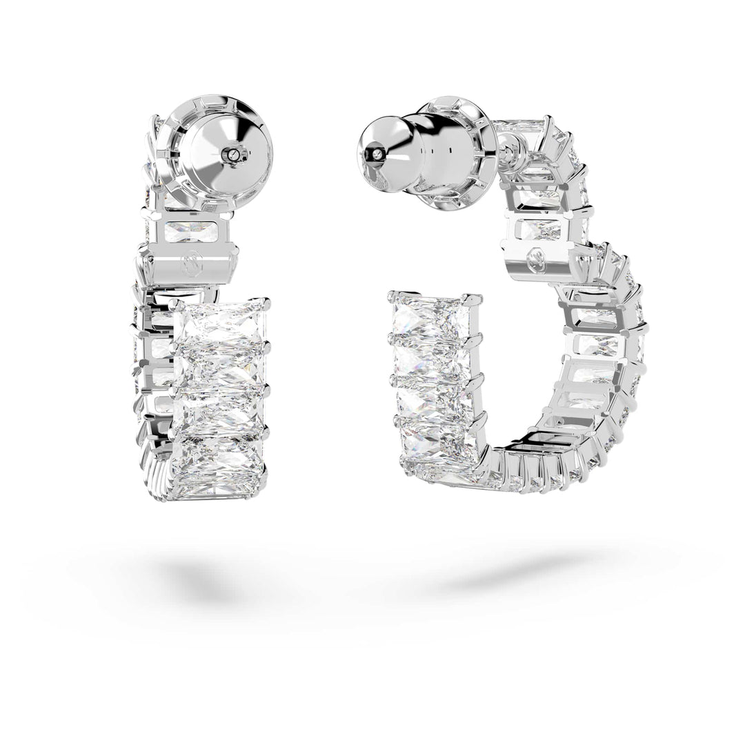Niche Jewellery Swarovski Matrix Small Heart Hoop Earrings - White with Rhodium Plating detail