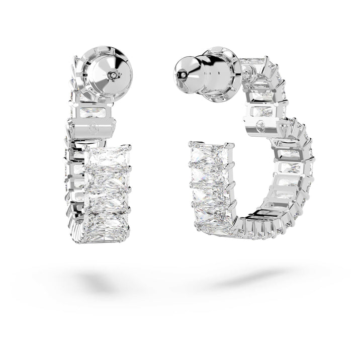 Niche Jewellery Swarovski Matrix Small Heart Hoop Earrings - White with Rhodium Plating detail