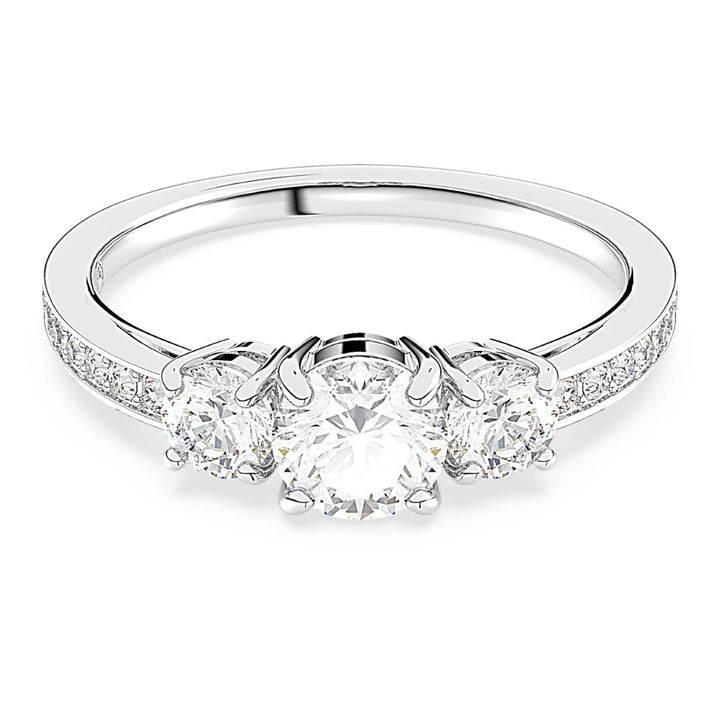 Swarovski Attract Trilogy Round Ring - White with Rhodium Plating 5656289, 5656292, 5655713, 5656291
