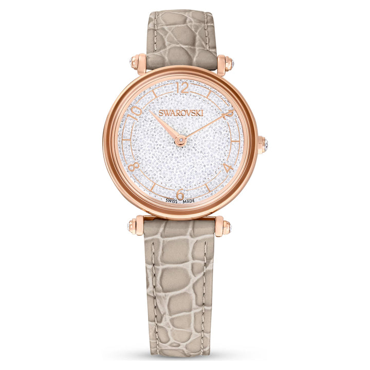 Niche Jewellery Swarovski Crystalline Wonder Watch - Beige Rose Gold Tone with Leather Strap