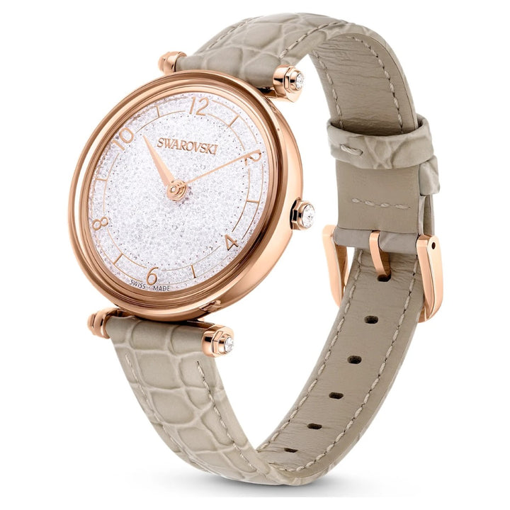 Swarovski Crystalline Wonder Watch - Beige Rose Gold Tone with Leather Strap 5656899