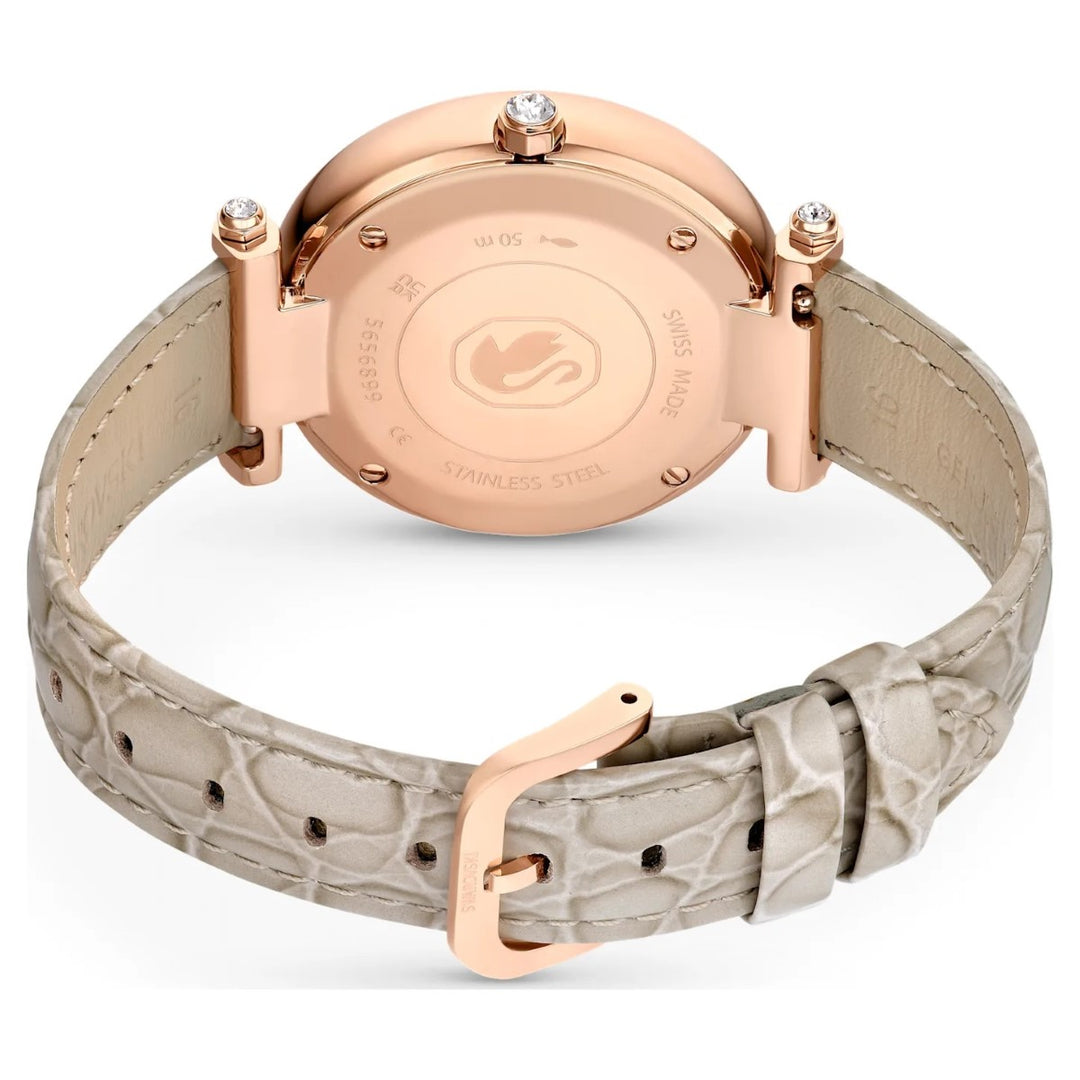 Swarovski Crystalline Wonder Watch - Beige Rose Gold Tone with Leather Strap 5656899