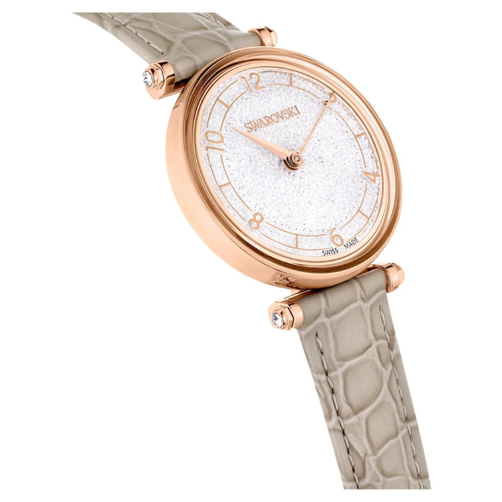 Swarovski Crystalline Wonder Watch - Beige Rose Gold Tone with Leather Strap 5656899