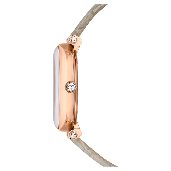 Niche Jewellery Swarovski Crystalline Wonder Watch - Beige Rose Gold Tone with Leather Strap detail