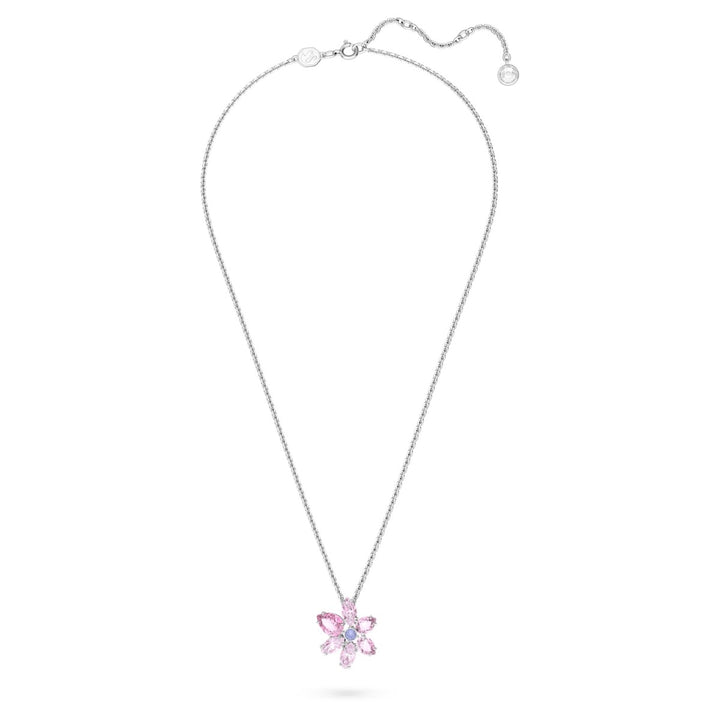 Swarovski Gema Flower Pendant - Pink with Rhodium Plating 5662493