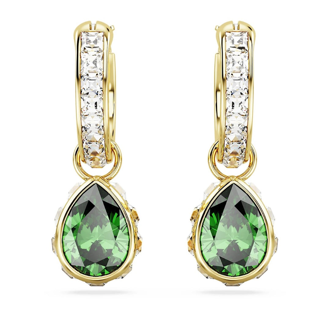 Swarovski Stilla Pear Cut Drop Earrings - Green with Gold Tone Plating 5662922