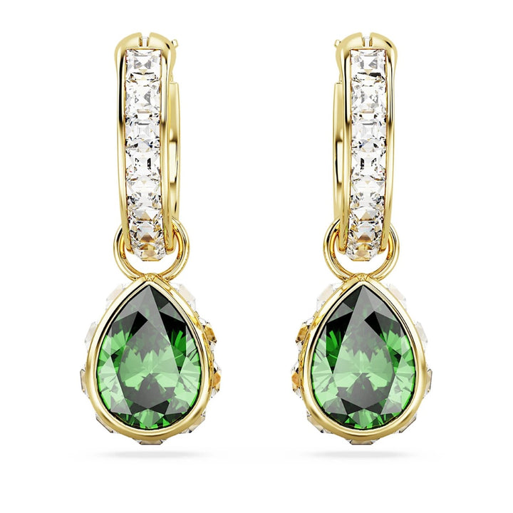 Swarovski Stilla Pear Cut Drop Earrings - Green with Gold Tone Plating 5662922