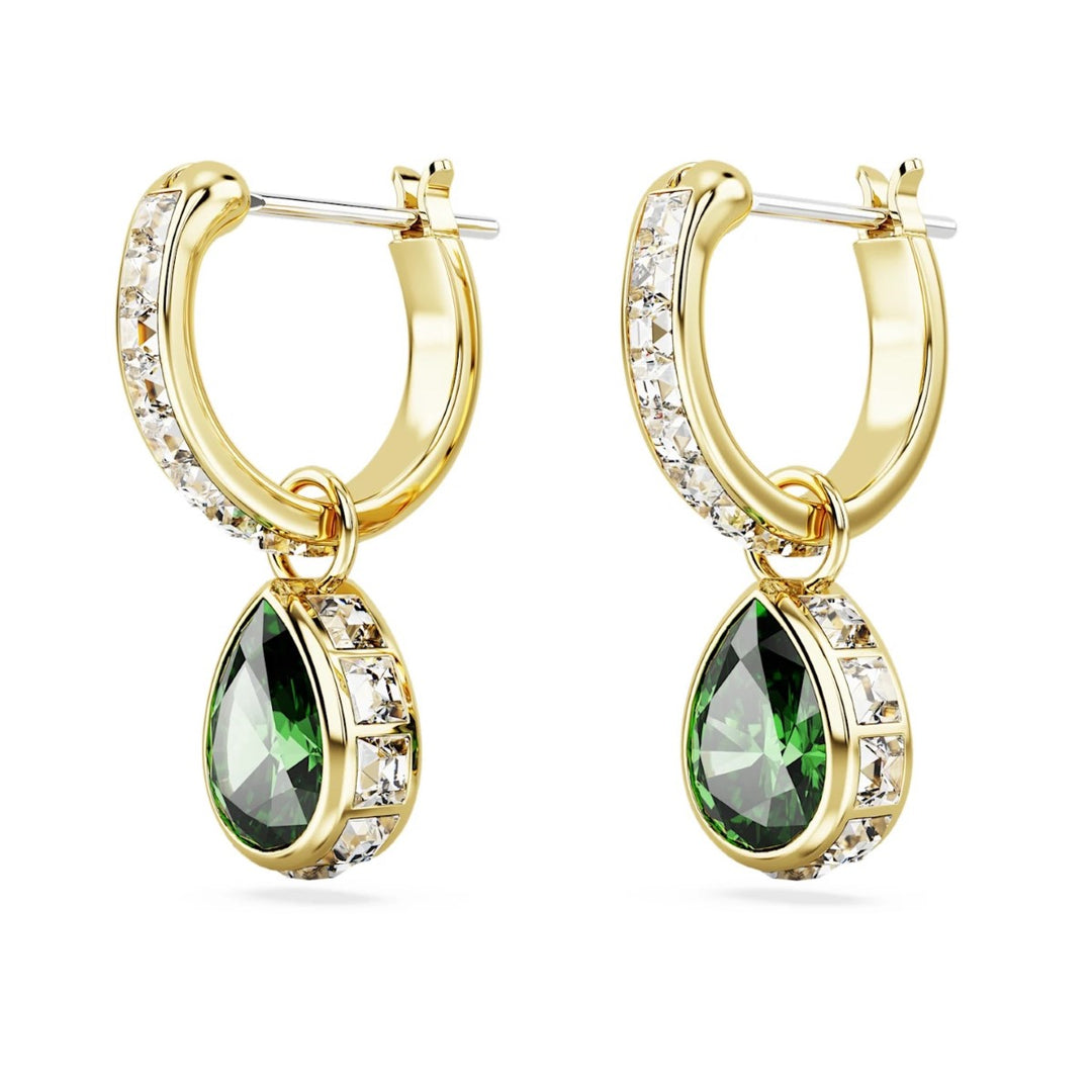 Swarovski Stilla Pear Cut Drop Earrings - Green with Gold Tone Plating 5662922