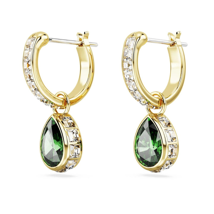 Swarovski Stilla Pear Cut Drop Earrings - Green with Gold Tone Plating 5662922