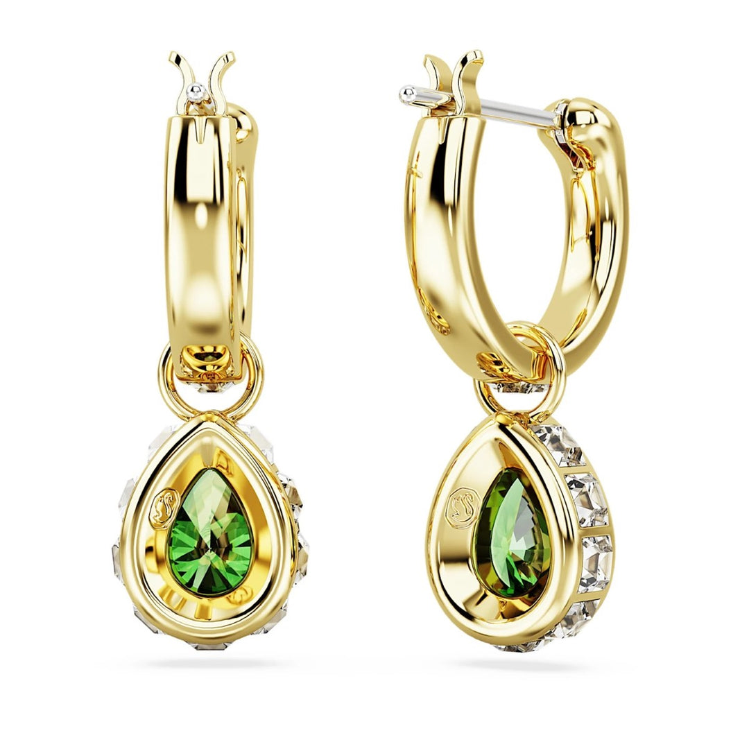 Swarovski Stilla Pear Cut Drop Earrings - Green with Gold Tone Plating 5662922