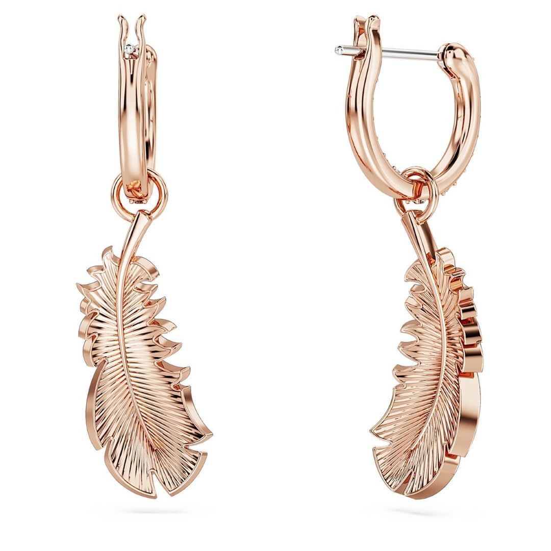 Swarovski Nice Feather Drop Earrings - White with Rose Gold Tone Plating 5663486