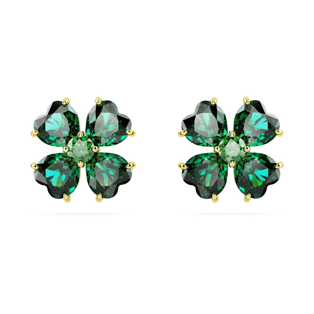Swarovski Idyllia Clover Stud Earrings - Green Gold Tone Plated 5666236