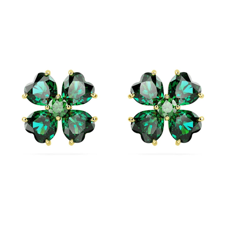 Swarovski Idyllia Clover Stud Earrings - Green Gold Tone Plated 5666236