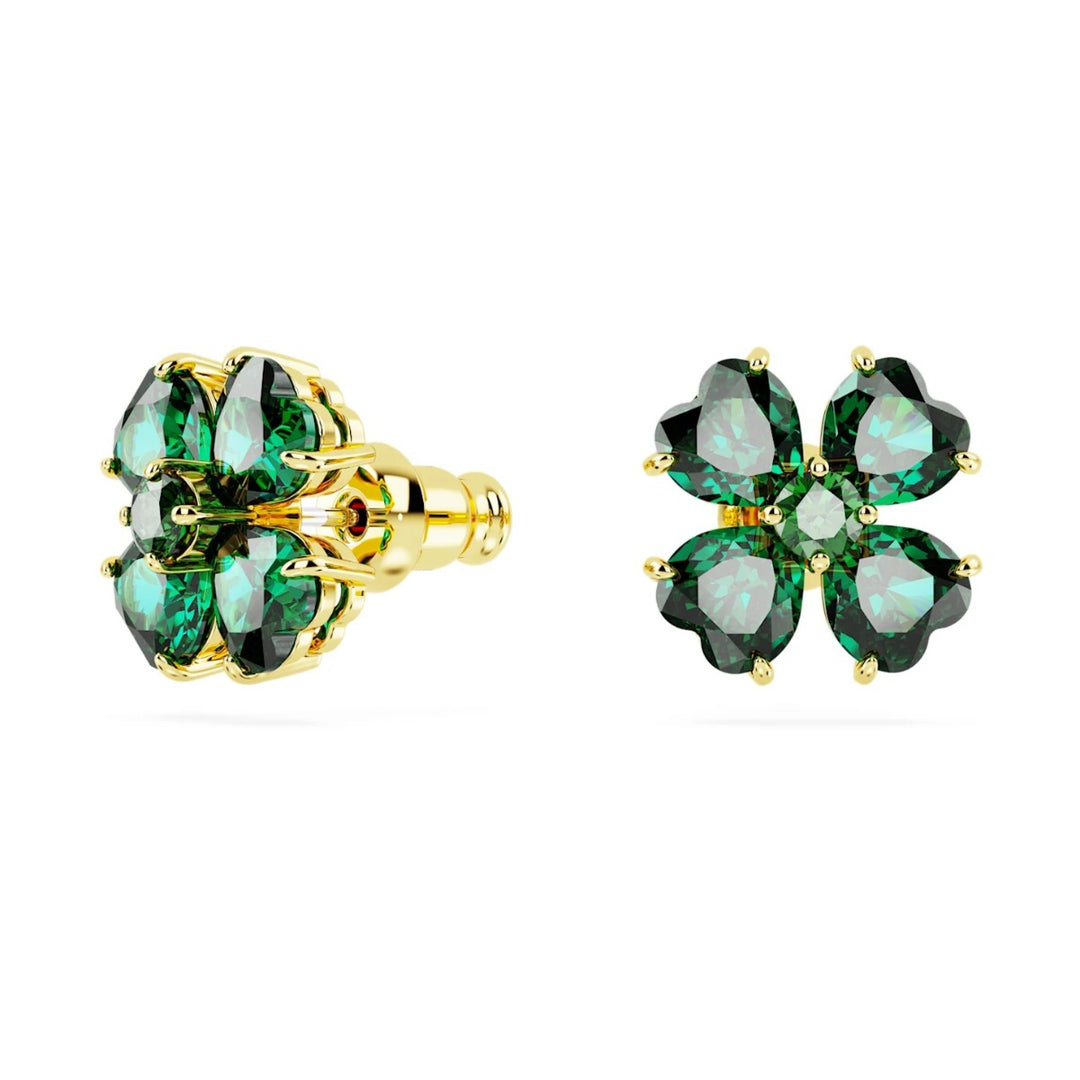 Swarovski Idyllia Clover Stud Earrings - Green Gold Tone Plated 5666236