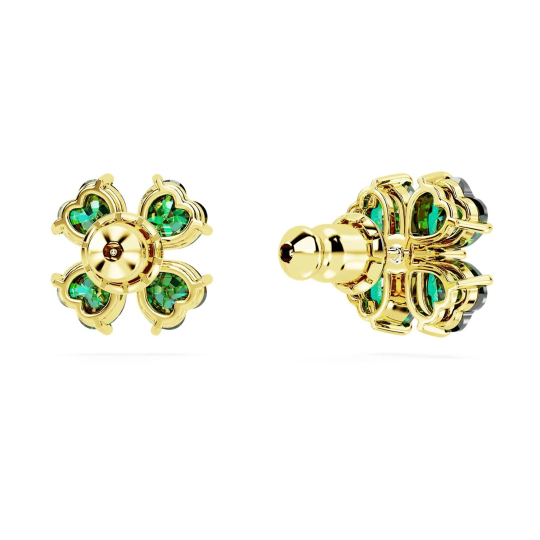 Swarovski Idyllia Clover Stud Earrings - Green Gold Tone Plated 5666236