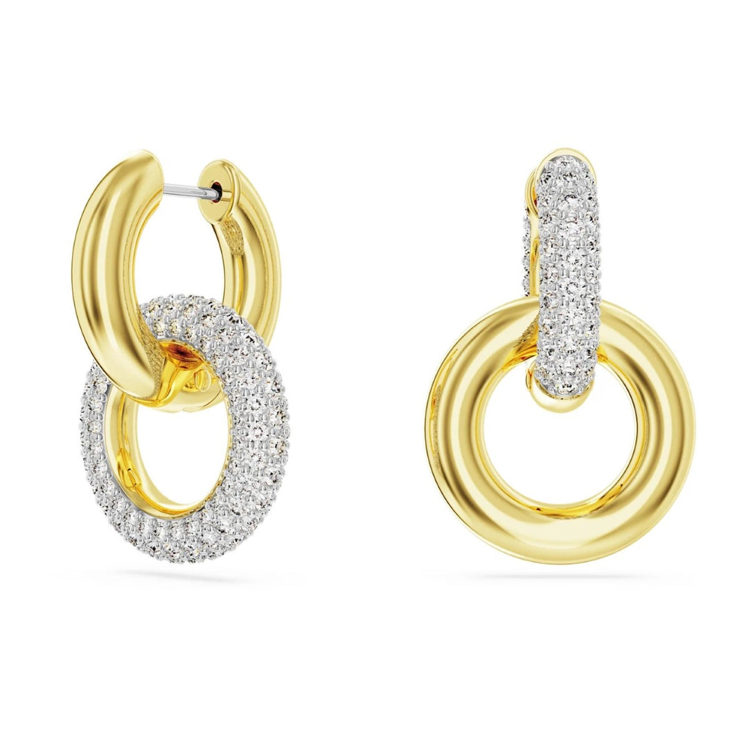 Swarovski Dextera Hoop Earrings Interlocking Loop - White with Gold Tone Plating 5668818