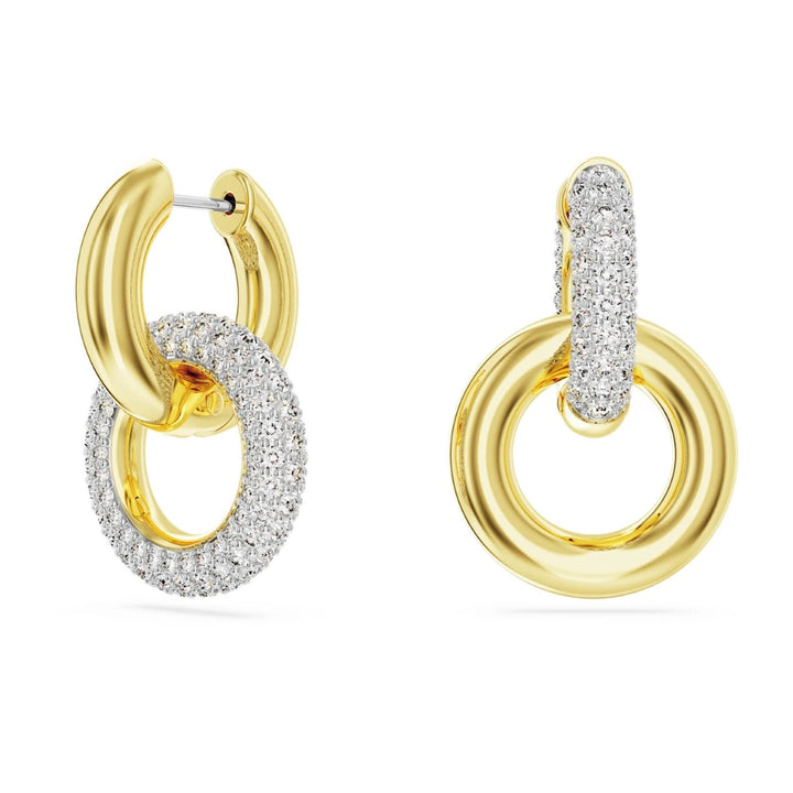 Swarovski Dextera Hoop Earrings Interlocking Loop - White with Gold Tone Plating 5668818