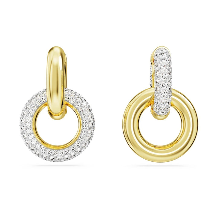 Swarovski Dextera Hoop Earrings Interlocking Loop - White with Gold Tone Plating 5668818