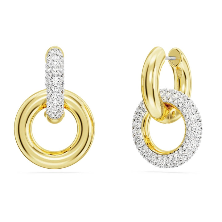 Swarovski Dextera Hoop Earrings Interlocking Loop - White with Gold Tone Plating 5668818