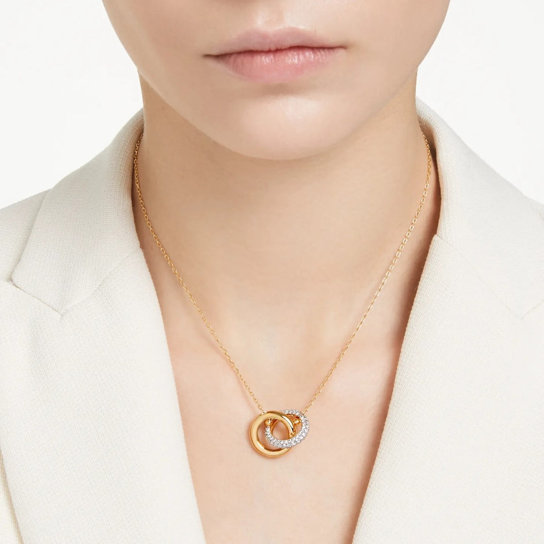 Swarovski Dextera Pendant Interlocking Loop - White with Gold Tone Plating 5668820