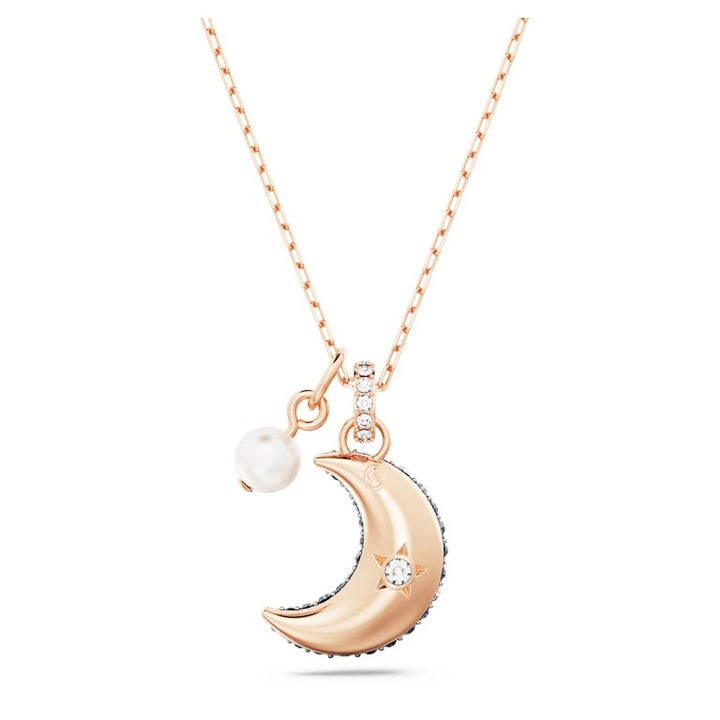 Swarovski Luna Moon Pendant - Multicoloured with Rose Gold Tone Plating