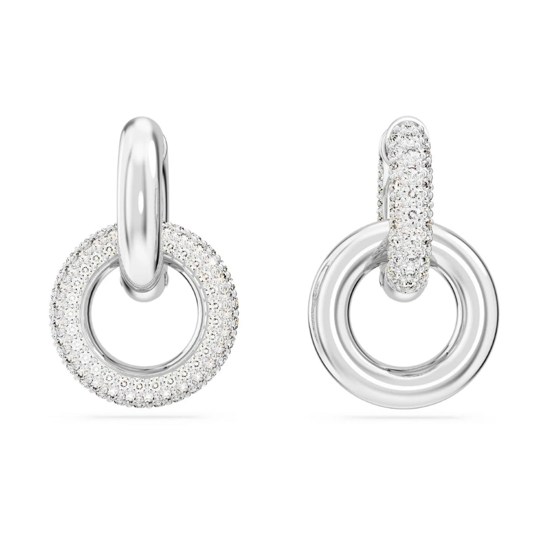 Swarovski Dextera Hoop Earrings Interlocking Loop - White with Rhodium Plating 5671807
