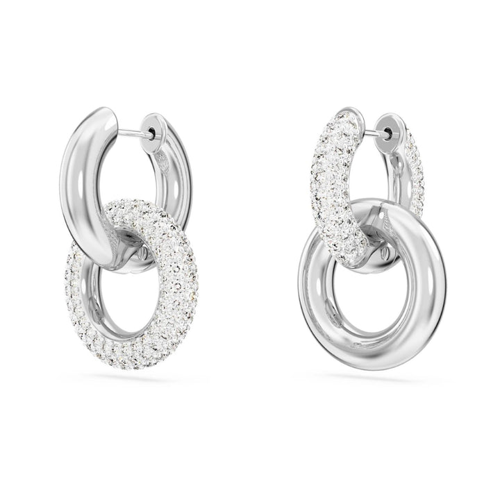 Swarovski Dextera Hoop Earrings Interlocking Loop - White with Rhodium Plating 5671807