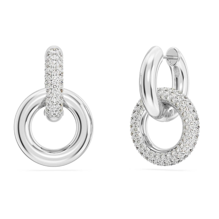Swarovski Dextera Hoop Earrings Interlocking Loop - White with Rhodium Plating 5671807