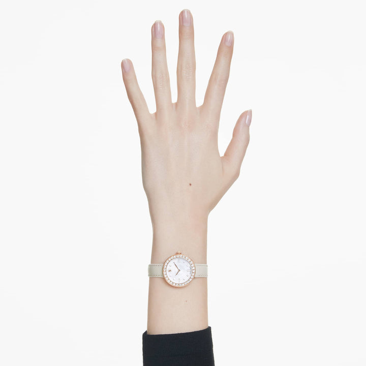 Niche Jewellery Swarovski Certa Leather Strap Watch - Beige Rose Gold Tone Finish detail
