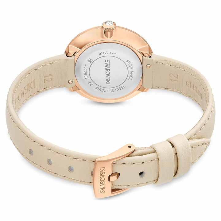 Niche Jewellery Swarovski Certa Leather Strap Watch - Beige Rose Gold Tone Finish detail