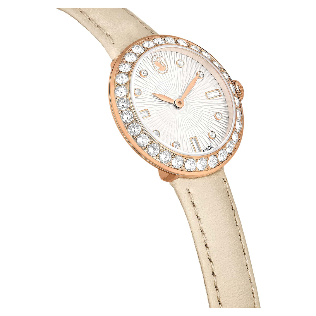 Niche Jewellery Swarovski Certa Leather Strap Watch - Beige Rose Gold Tone Finish detail