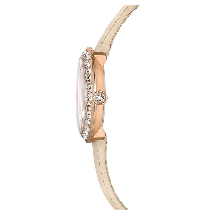 Niche Jewellery Swarovski Certa Leather Strap Watch - Beige Rose Gold Tone Finish detail