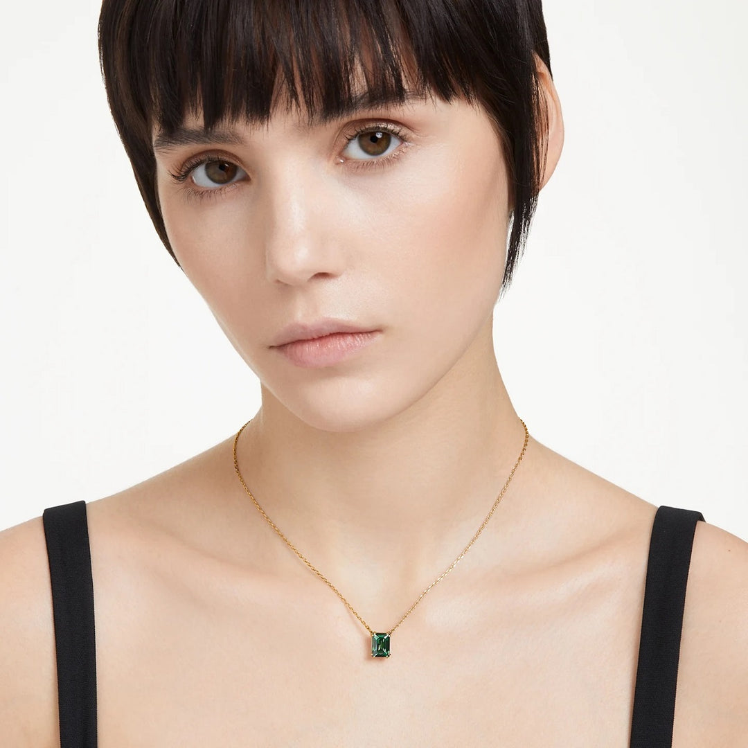 Swarovski Matrix Rectangular Pendant - Green with Gold Tone Plating 5677141