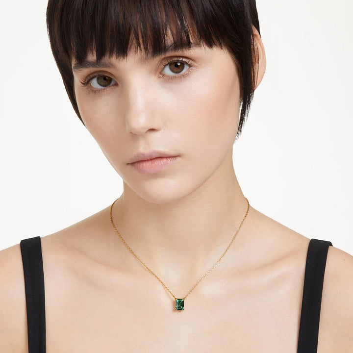 Swarovski Matrix Rectangular Pendant - Green with Gold Tone Plating 5677141