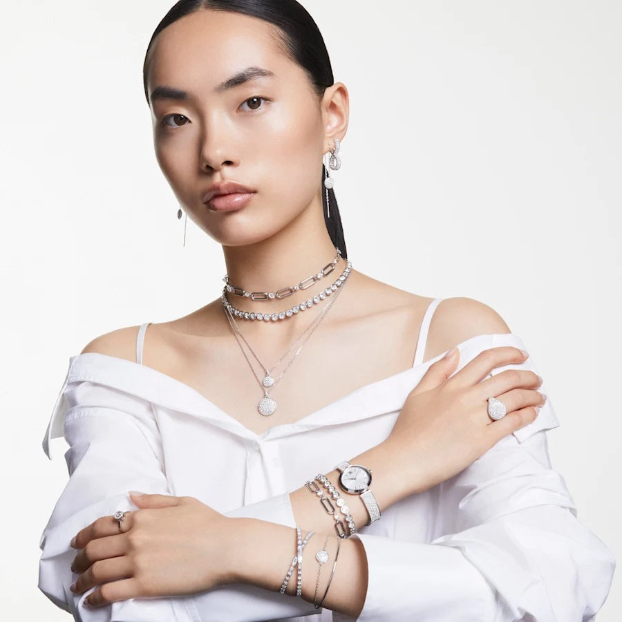 Swarovski Meteora Bangle - White with Rhodium Plating 5683447