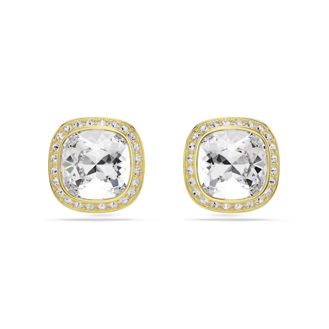 Swarovski Una Angelic Stud Earrings Cushion Cut - White with 18k Gold Finish