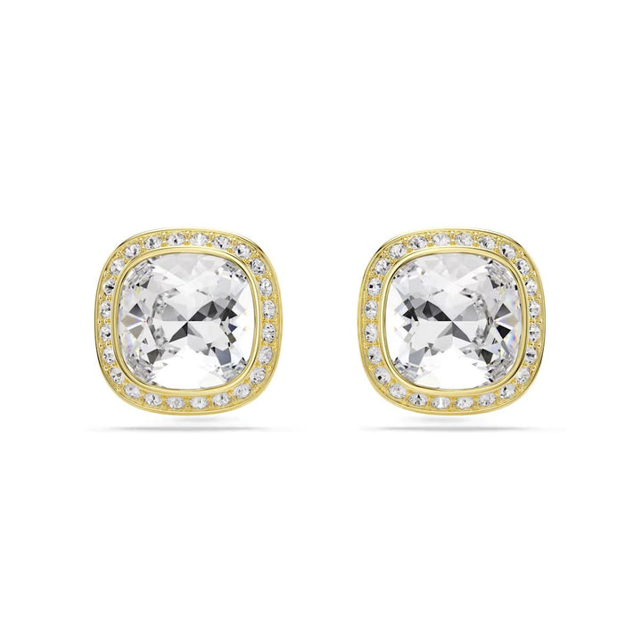 Swarovski Una Angelic Stud Earrings Cushion Cut - White with 18k Gold Finish