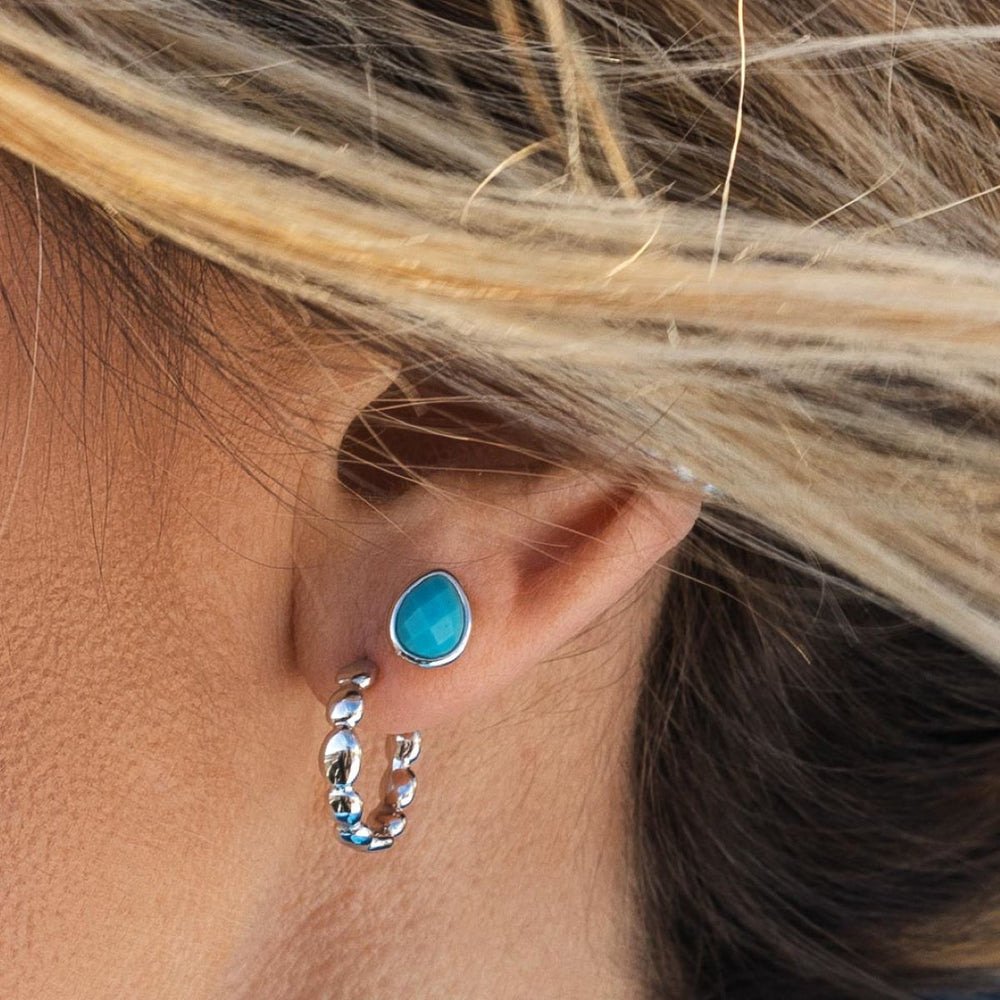 Kit Heath Coast Pebble Ridge Midi Hoop Stud Earrings - 60171RP