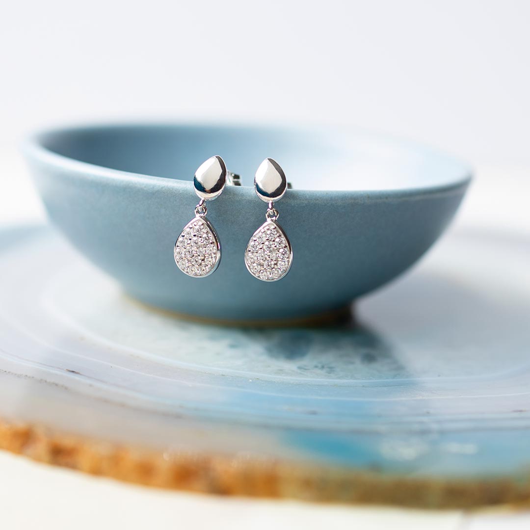 Kit Heath Coast Pebble Glisten Drop Earrings 60188CZ029