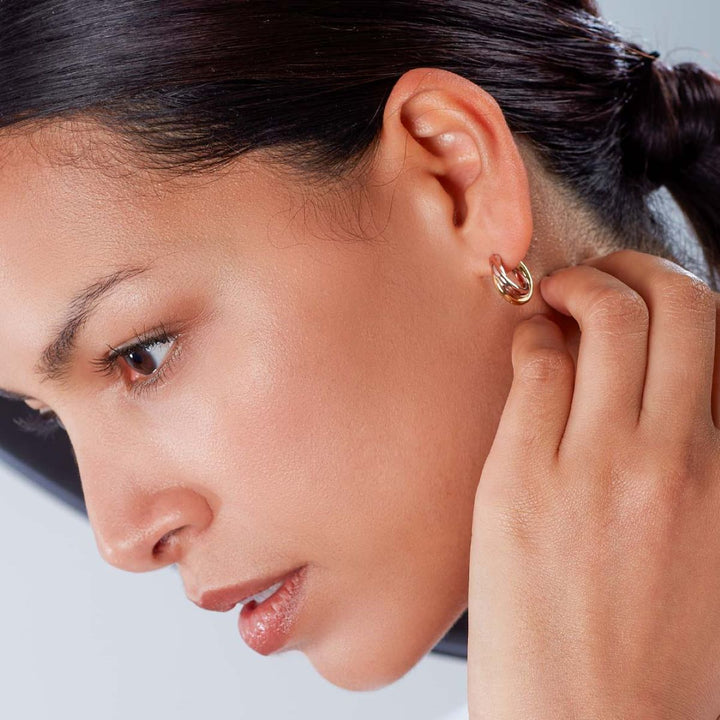 Kit Heath Bevel Trilogy Gold and Rose Gold Hoop Earrings 6166GRG