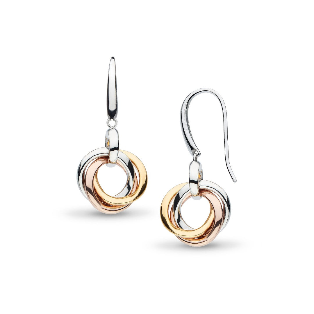 Kit Heath Bevel Trilogy Gold & Rose Gold Drop Earrings 6169GRG