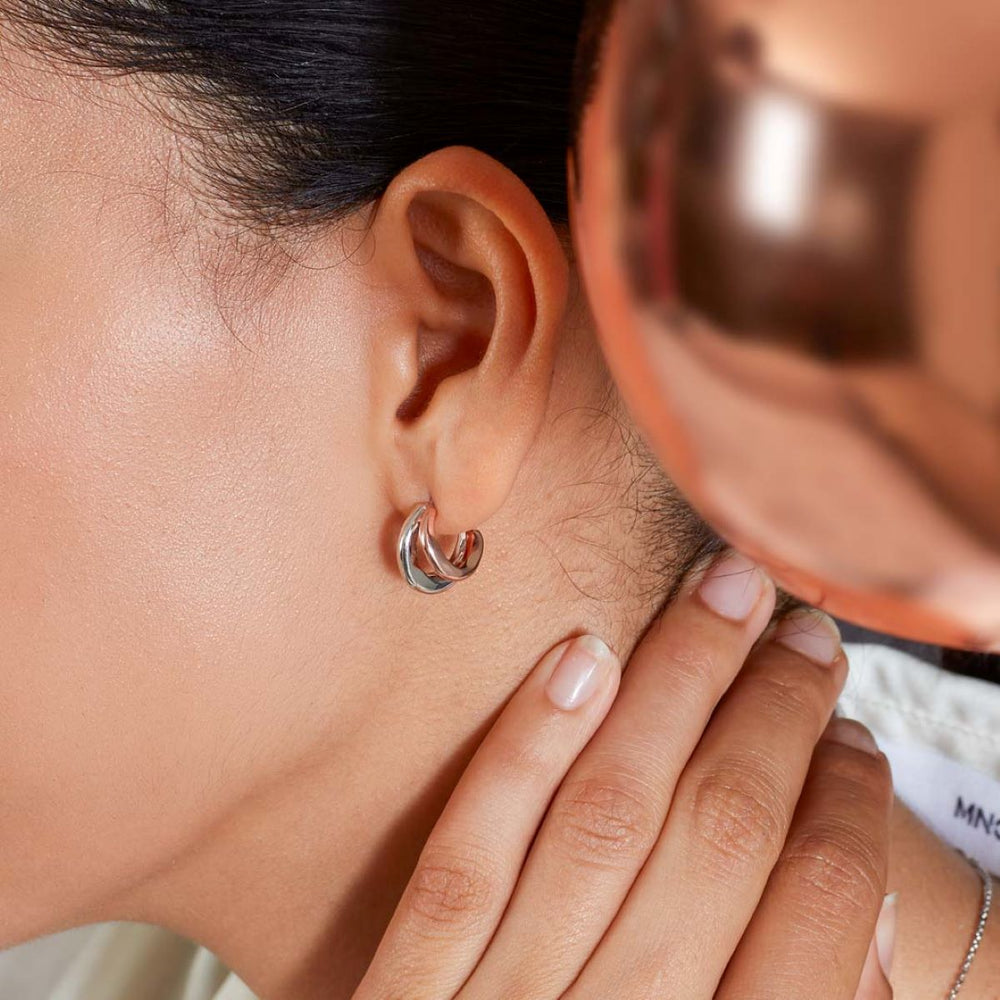 Kit Heath Bevel Cirque Link Blush Twin Hoop Earrings - 61886RRP