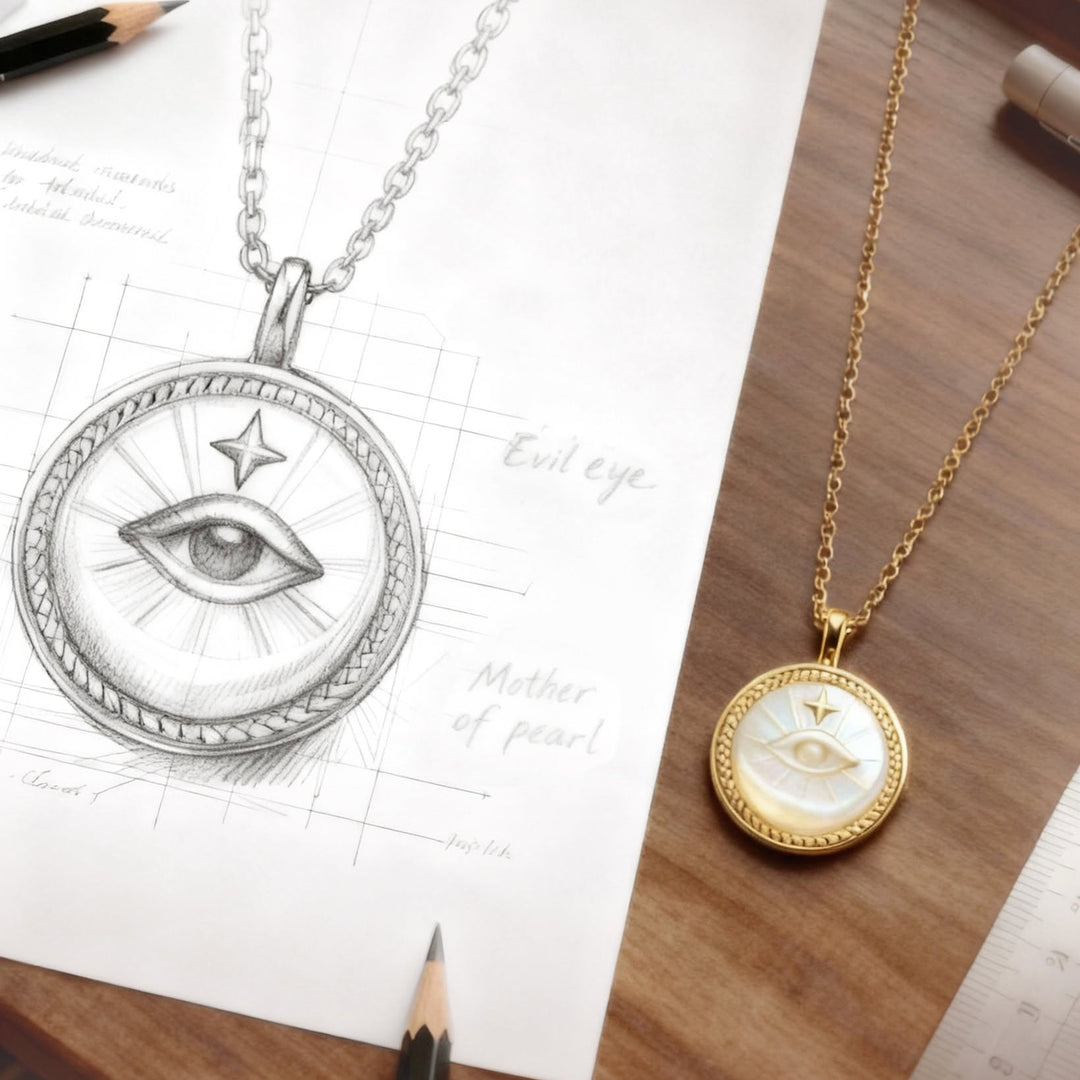 Ania Haie Evil Eye Mother-of-Pearl Medallion Gold Necklace